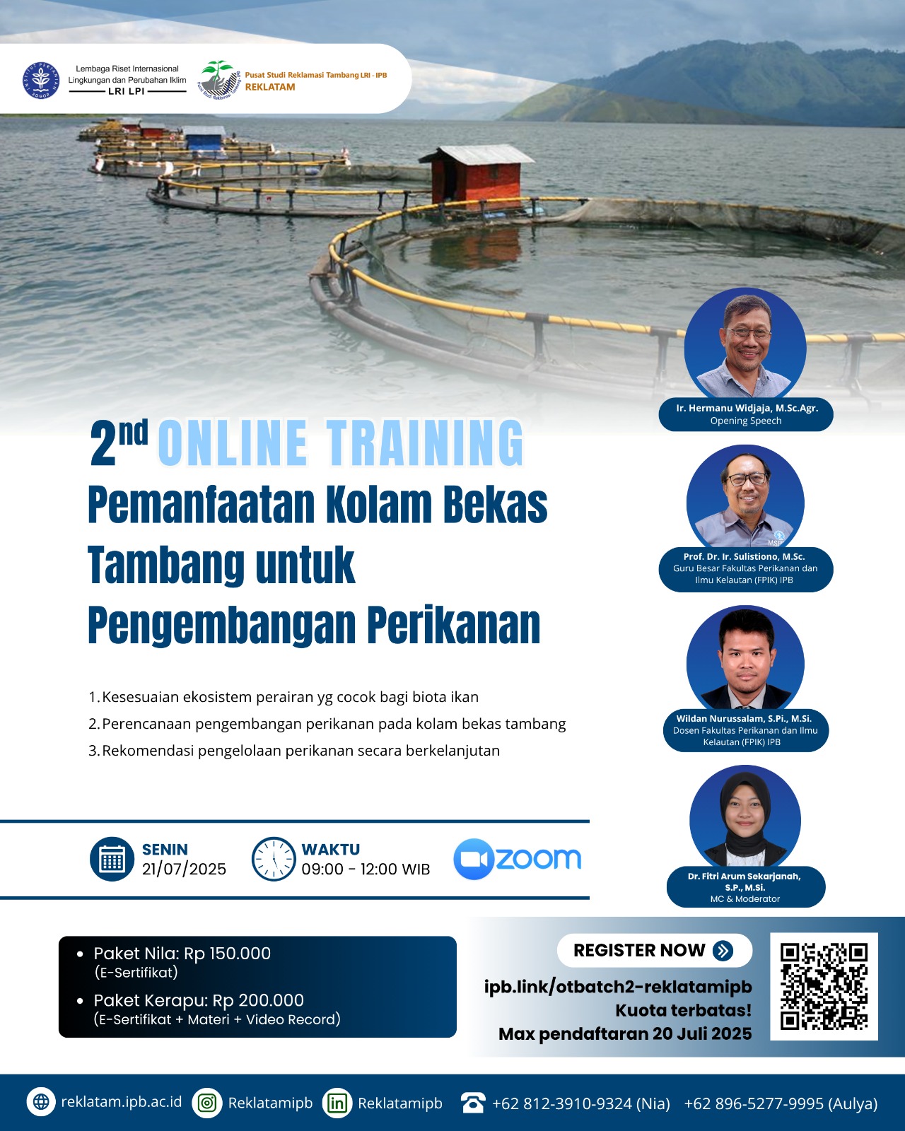 2nd Online Training - Pemanfaatan Kolam Bekas Tambang untuk Pengembangan Perikanan