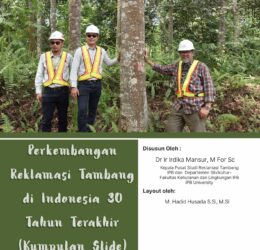 Handbook Perkembangan Reklamasi Tambang di Indonesia 30 Tahun Terakhir