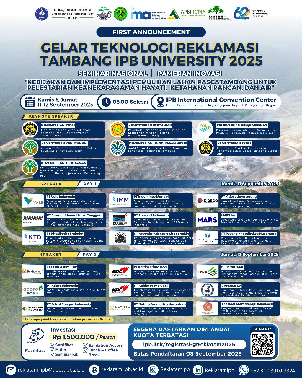 Gelar Teknologi Reklamasi Tambang IPB University 2025 - Kebijakan dan Implementasi Pemulihan Lahan Pascatambang untuk Pelestarian Keanekaragaman Hayati, Ketahanan Pangan, dan Air